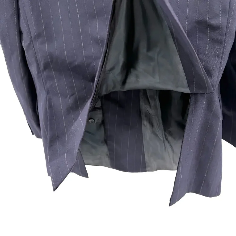 Vintage 90s Burberry Navy Blue 100% Wool Pinstripe Double Breasted Blazer